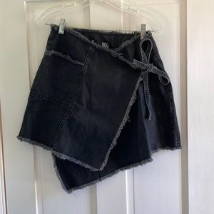 Wrap denim skirt